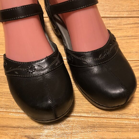 Women's Black Leather Mary Jane Clogs 7.5 - Picture 3 of 14